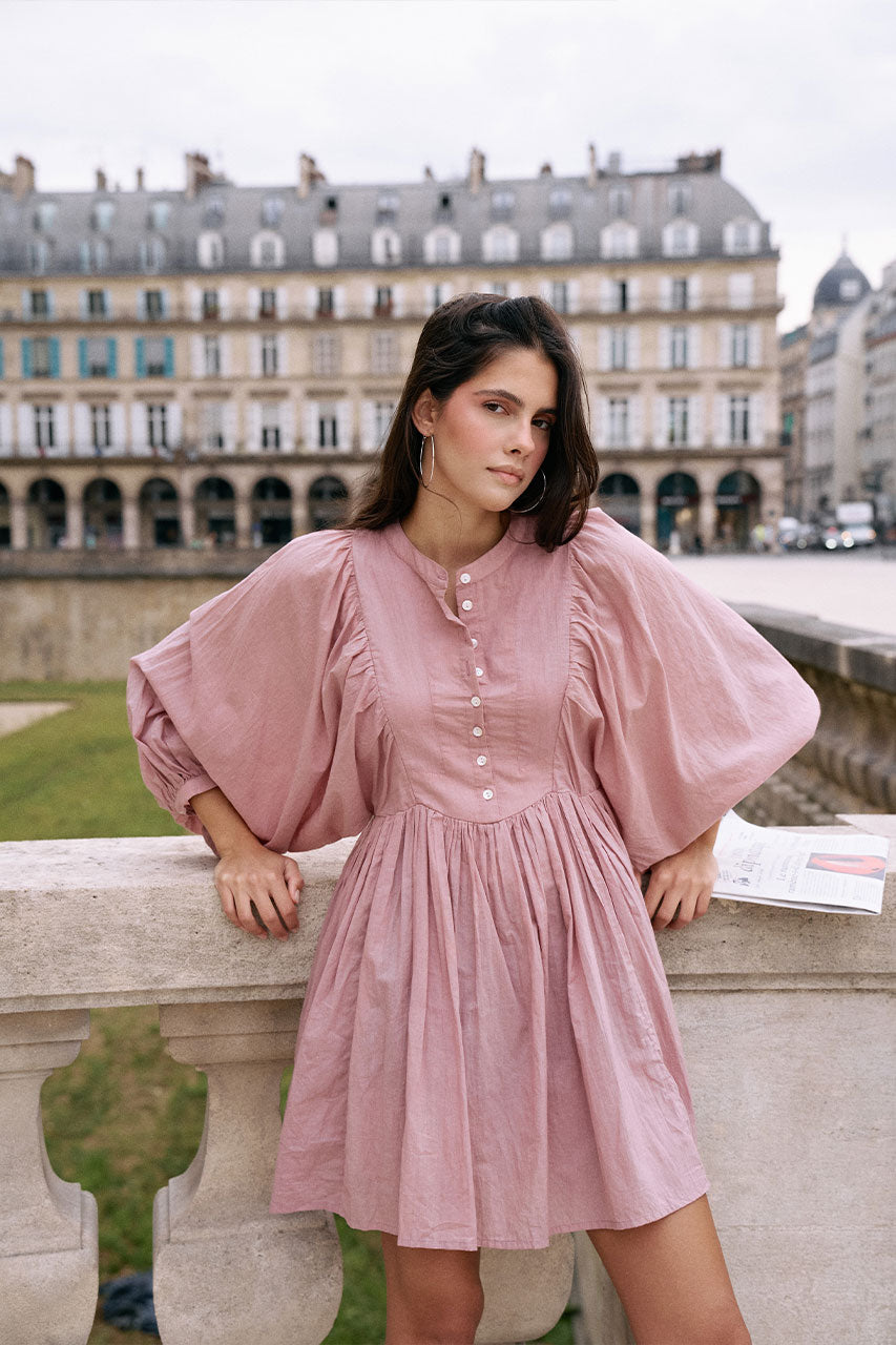 Anika Mini Dress ~ Mulberry | Artisan-Made Cotton Elegance – DOI