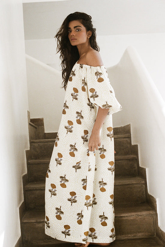 Dahlia Maxi Dress ~ Marigold | Ethically Crafted Linen Maxi Dress