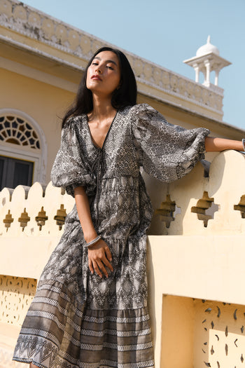 Jasmine Midi Dress ~ Charcoal